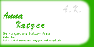 anna katzer business card